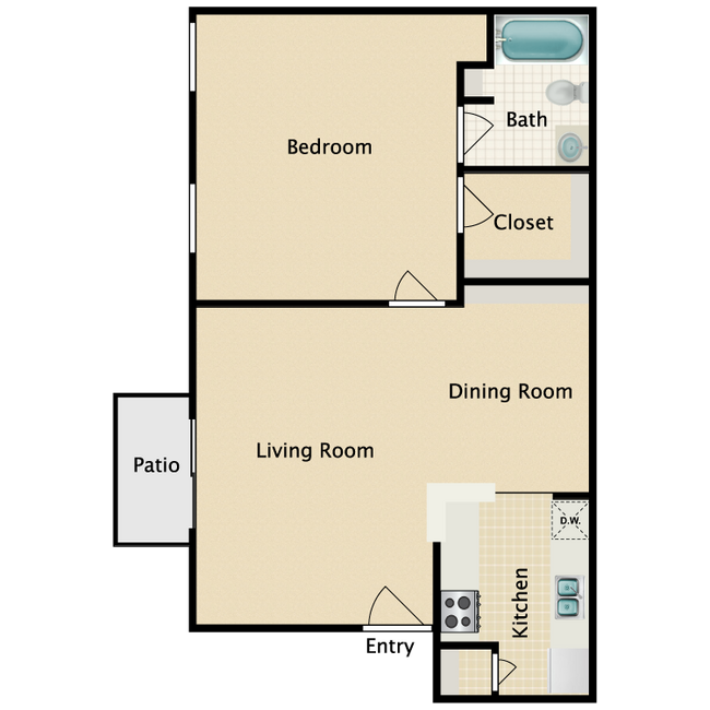 1 Bed • 1 Bath 1506 floor plan
